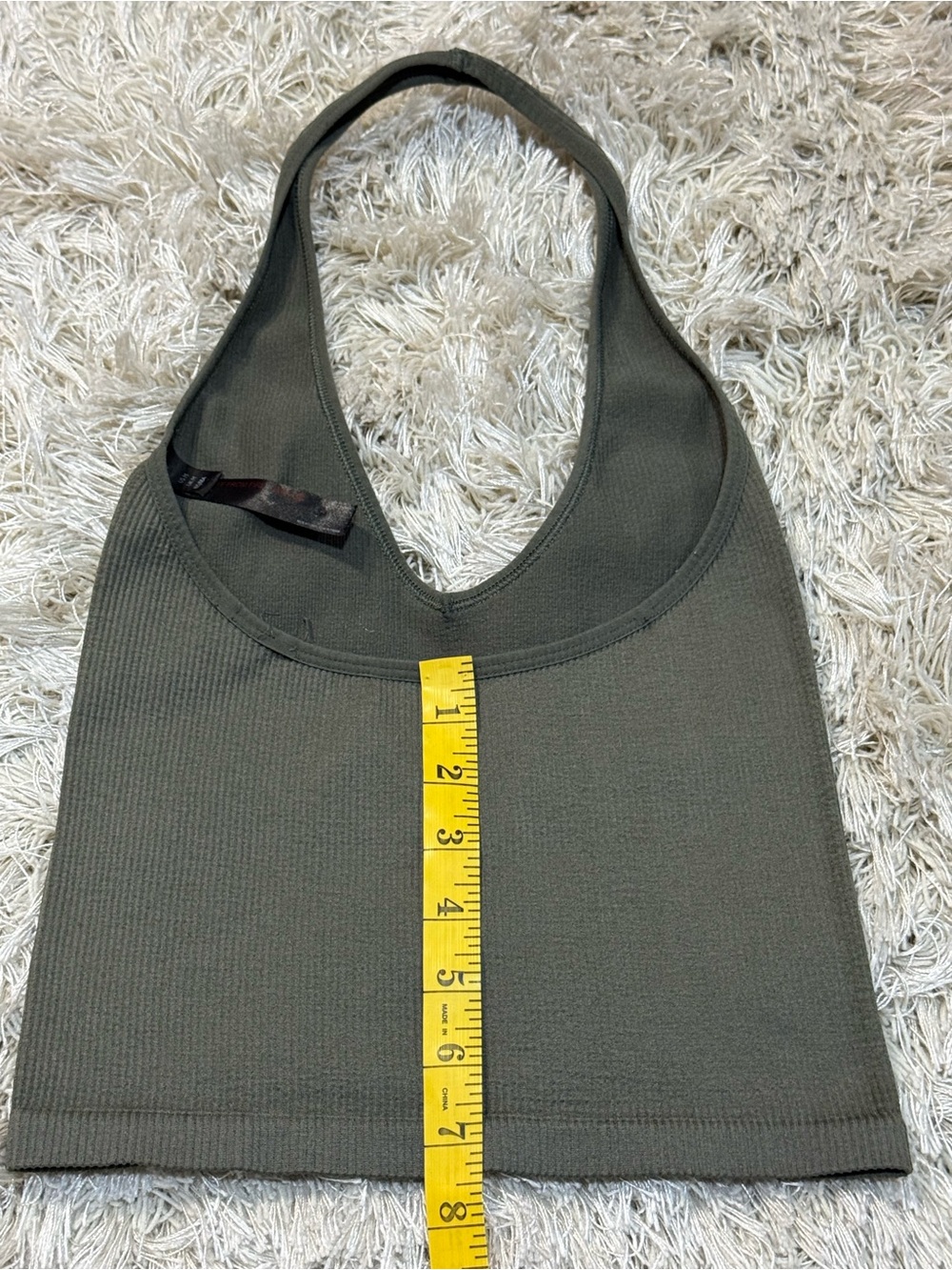 Urban Outfitters Olive Green Ribbed Halter Top Cropped Open Back Small - Picture 11 of 14